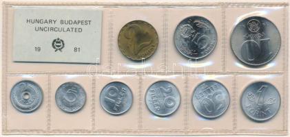 1981. 2f-10Ft (9xklf) érmés forgalmi sor fóliatokban, benne 10Ft Ni "FAO" T:UNC Adamo FO14