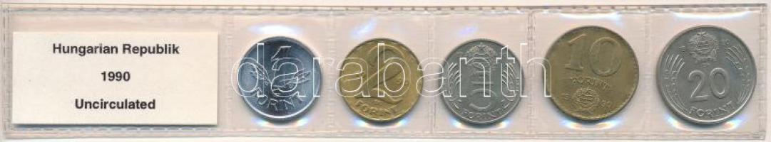 1990. 1Ft-20Ft (5xklf), nem hivatalos, kiadatlan forgalmi sor "Hungarian Republik" felirattal T:UNC