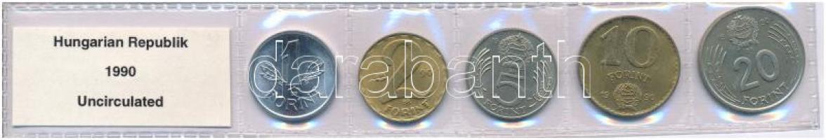 1990. 1Ft-20Ft (5xklf), nem hivatalos, kiadatlan forgalmi sor "Hungarian Republik" felirattal T:UNC