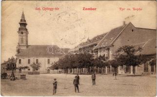 1907 Zombor, Sombor; Szent György tér, templom. Kaufmann Emil kiadása / square, church (EB)