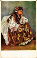 Hrvatska narodna nosnja. Mlada iz Slavonija / Croatian folklore from Slavonia s: Slavko Tomerlin (kopott sarkak / worn corners)