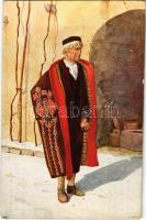 Seljak u zimskoj kabanici (Krsan). Jugoslavenske nar. nosnje / Croatian folklore from Istria s: Sasa Santel (EK)