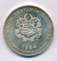 Bognár György (1944-) 1994. "MÉE Gyöngyösi Csoport - Aradi Vértanúk / Leiningen-Westerburg Károly" kétoldalas, jelzett Ag emlékérem kapszulában (34,50g/0.640/42,5 mm) T:UNC, kis patina Adamo GS13