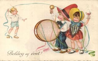 New Year children litho