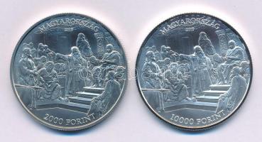 2019. 2000Ft Cu-Ni "Munkácsy Mihály születésének 175. évfordulója" kapszulában + 10.000Ft Ag "Munkácsy Mihály születésének 175. évfordulója" kapszulában T:BU,PP Adamo EM376, EM377