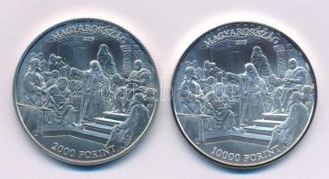 2019. 2000Ft Cu-Ni "Munkácsy Mihály születésének 175. évfordulója" kapszulában + 10.000Ft Ag "Munkácsy Mihály születésének 175. évfordulója" kapszulában T:BU,PP Adamo EM376, EM377