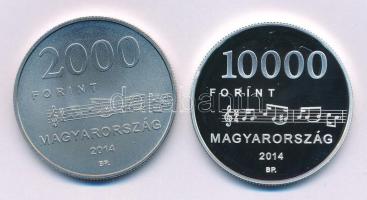 2014. 2000Ft Cu-Ni-Zn "Egressy Béni születésének 200. évfordulója" kapszulában + 10.000Ft Ag "Egressy Béni születésének 200. évfordulója" kapszulában T:BU,PP Adamo EM270, EM271