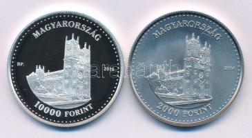 2014. 2000Ft Cu-Ni-Zn "Ybl Miklós születésének 200. évfordulója" kapszulában + 10.000Ft Ag "Ybl Miklós születésének 200. évfordulója" kapszulában T:BU,PP Adamo EM268, EM269