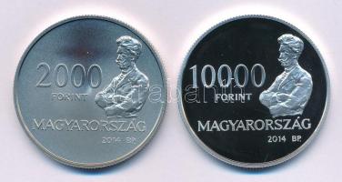 2014. 2000Ft Cu-Ni-Zn "Spányi Béla halálának 100. évfordulója" kapszulában + 10.000Ft Ag "Spányi Béla halálának 100. évfordulója" kapszulában T:BU,PP Adamo EM274,EM275