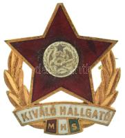 DN(~1970-1980) Magyar Honvédelmi Szövetség "MHS - Kiváló Hallgató" aranyozott, zománcozott kitüntető jelvény (28x24mm) T:AU