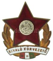 DN(~1970-1980) Magyar Honvédelmi Szövetség "MHS - Kiváló Körvezető" aranyozott, zománcozott kitüntető jelvény (28x24mm) T:AU
