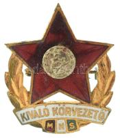 DN(~1970-1980) Magyar Honvédelmi Szövetség "MHS - Kiváló Körvezető" aranyozott, zománcozott kitüntető jelvény (28x24mm) T:XF