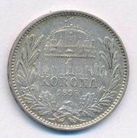 1895KB 1K Ag "Ferenc József" T:XF,VF patina Adamo K5