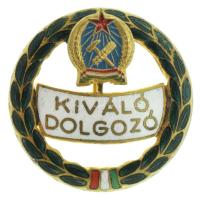 DN(~1950) "Kiváló Dolgozó" zománcozott fém kitüntető jelvény Rákosi-címerrel (26mm) T:AU