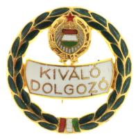 DN(~1960-1980) "Kiváló Dolgozó" zománcozott, aranyozott fém kitüntető jelvény Kádár-címerr...