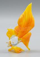 Murano art aranyhal figura, részben színezett üveg, jelzés nélkül, hibátlan, m: 11 cm