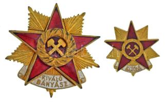 DN (~1950) "Kiváló Bányász" aranyozott, zománcozott kitüntetés miniatűrrel (~31x31mm; ~18x18mm) T:AU,XF