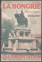 cca 1938 La Hongrie. L'Orientation economique et fianciere. Numéro special. Párizs, é.n., L'Illustration kiadása. 116p. Francia nyelven. Rendkívül gazdag fekete-fehér képanyaggal, közte Horthy Miklós portréjával. Kiadói papírkötésben, gerincen sérüléssel, kissé foltos borítóval, lapszéli ázásnyomokkal.