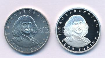 2014. 2000Ft Cu-Ni "Zrínyi Miklós halálának 350. évfordulója" kapszulában + 5000Ft Ag "Zrínyi Miklós halálának 350. évfordulója" kapszulában T:BU, PP Adamo EM283, EM284