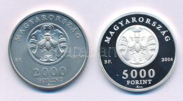 2014. 2000Ft Cu-Ni "Fáy András" kapszulában + 5000Ft Ag "Fáy András" kapszulában T:BU,PP Adamo EM276, EM277