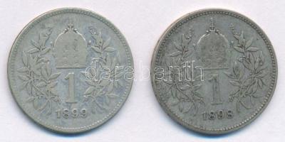 Ausztria 1898-1899. 1K Ag "Ferenc József" (2xklf) T:F patina Austria 1898-1899. 1 Corona Ag "Franz Joseph" (2xdif) C:F patina Krause KM#2804