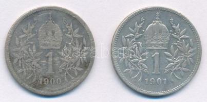 Ausztria 1900-1901. 1K Ag "Ferenc József" (2xklf) T:VF,F patina Austria 1900-1901. 1 Corona Ag "Franz Joseph" (2xdif) C:VF,F patina Krause KM#2804