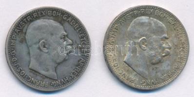 Ausztria 1912-1913. 1K Ag "Ferenc József" (2xklf) T:VF patina
Austria 1912-1913. 1 Corona...