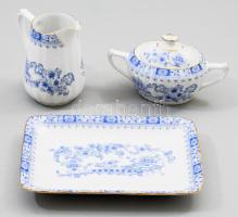 Bavaria "Dorothea" kínai edény mintás 3 részes kávészervírozó szett, jelzett, hibátlan, 13,5x19,5 cm
