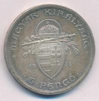 1938. 5P Ag "Szent István" T:AU patina Adamo P8.1