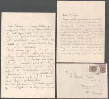 Zajtai Szabó Imre festő által írt levelek, levelezőlapok, 5 db