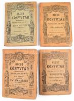 Az Olcsó Könyvtár sorozat 4 kötete: Berzeviczy Albert: A parlamentekről. Két népszerű előadás.; Szigligeti Ede: Magyar színészek életrajzai.; Csiky Kálmán: Werbőczy István és Hármaskönyve.; Kis János superintendens emlékezései életéből. Bp., 1878-1900, Franklin-Társulat. Kiadói papírkötés, változó állapotban, részben kissé sérült, foltos.