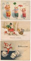 40 db RÉGI motívum képeslap: üdvözlőlapok, ünnepek; vegyes minőség / 40 pre-1945 motive postcards: greeting cards, holidays; mixed quality