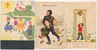 40 db RÉGI motívum képeslap: üdvözlőlapok, ünnepek; vegyes minőség / 40 pre-1945 motive postcards: g...