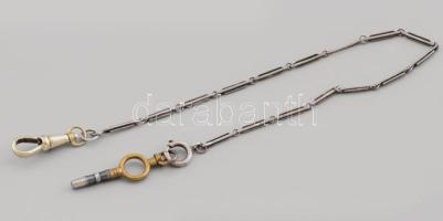 Ezüst (Ag) óralánc, kapcsa nem ezüst, jelzett, h:28cm, bruttó 7,5g