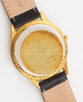 cca 1985 Doxa karóra, kvarc, napkijelzéssel, bőr szíjjal, kis kopással, d: 35 mm
