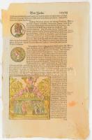 Alexander (Haliogabalus) és Maximinus Thrax, Spilius Macrinus, Antonius római uralkodók tetteit bemutató lap Münster, Sebastian: Cosmographiae. Basel, 1580. , fametszet, papír, . Színezett fametszet 5 db képpel Lap méret 22x35 cm