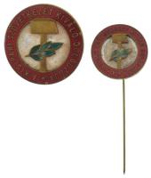 DN (~1960-1970) "A Kisipari Szövetkezet Kiváló Dolgozója" zománcozott fém kitüntető jelvény miniatűr kitűzővel (32mm ; 23mm) T:AU,XF