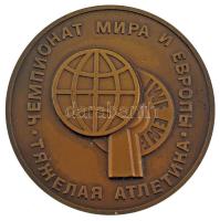 Szovjetunió 1983. "Súlyemelő Világ- és Európa Bajnokság, Moszkva" kétoldalas bronz emlékérem (50mm) T:AU Soviet Union 1983. "Weightlifting World and European Championships, Moscow" double-sided bronze commemorative medal (50mm) C:AU