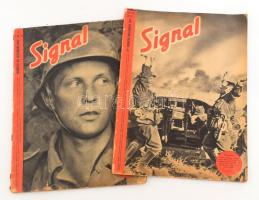 1941-42 Signal c. folyóirat 2 II. világháborús lapszáma. Francia nyelven. Rendkívül gazdag színes és fekete-fehér képanyaggal. Kiadói papírkötésben, kissé sérült gerinccel és borítóval, néhány kevés lap kijár.