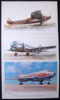 3db nyomat három különféle szovjet repülőgépről, orosz és angol nyelvű leírással