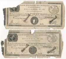 Franciaország / Rouen 1797-1803. 20Fr "annulé (érvénytelen)" felülbélyegzéssel (2x) T:G France / Rouen 1797-1803. 20 Francs "annulé (cancelled)" (2x) C:G Krause P#S245a