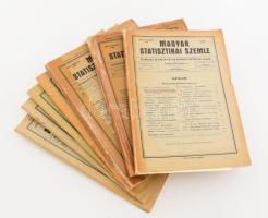 1939-1941 Magyar Statisztikai Szemle 7 száma. Bp., 1939-1941., M. Kir. Központi Statisztikai Hivatal. Papírkötés, változó állapotban, közte 3 szám javított borítókkal és gerincekkel.