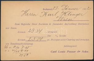 1902 Céglyukasztásos 1f Turul bélyeggel kiegészített díjjegyes levelezőlap Bécsbe