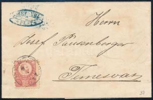 1872 5kr on cover "PEST" - Temesvár, 1872 Réznyomat 5kr levélen "PEST" - Temesvár