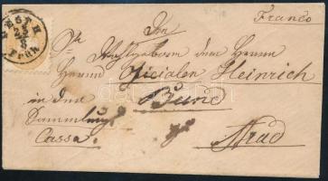 1865 15kr levélen "PESTH Früh" - Arad, 1865 15kr on cover "PESTH Früh" - Arad