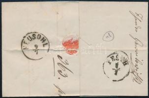 1866 5kr teljes tartalmú levélen "VERSCHETZ" - "NEUSOHL" 1866 5kr on cover with ...