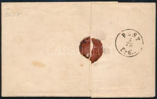 1865 5kr teljes tartalmú levélen "LOVRIN" - Pest, kézzel írt nap a bélyegzésben 1865 5kr o...