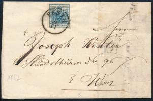 1852 9kr HP III on cover "PESTH" + "PESTH B:S:7." (Gudlin 600 p) - Wien, 1852 9kr HP III a levélen "PESTH" + "PESTH B:S:7." (Gudlin 600 pont) -Wien