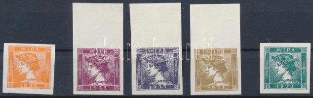 1851 Merkúr Hírlapbélyeg 5 klf. színű utánnyomat az 1933 évi WIPA bélyegkiállításra