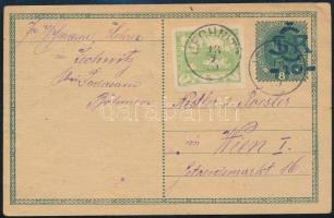 1919 Díjkiegészített felülnyomott díjjegyes levelezőlap "JECHNITZ" Bécsbe